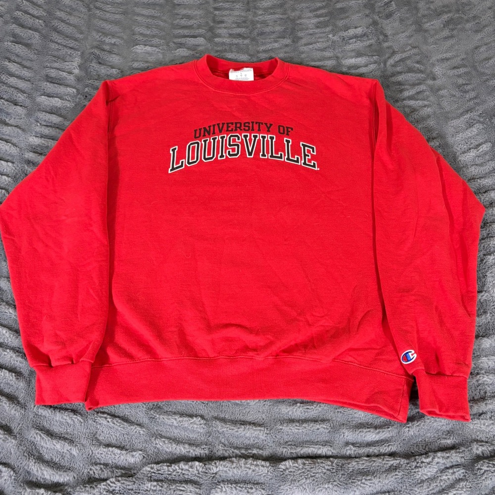 Champion University of Louisville Sweatshirt Mens Large Red Crewneck AR955